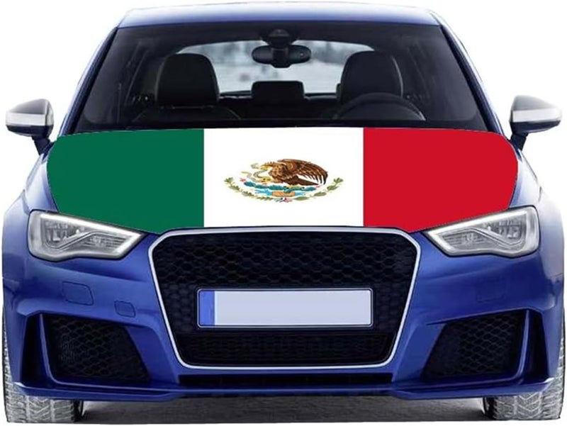 TSY TOOL Mexico Car Hood Cover, Flag 4x5ft Car Bonnet Banner, Universal Fit, Elastic Polyester, Stretchable, Patriotic Automotive Hood Covers, Mexicans Patriot Gifts - Image 3